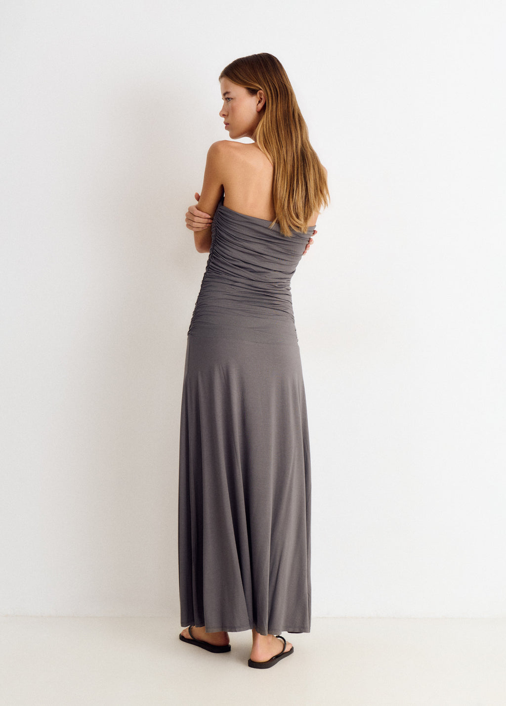 Vestido frunces largo