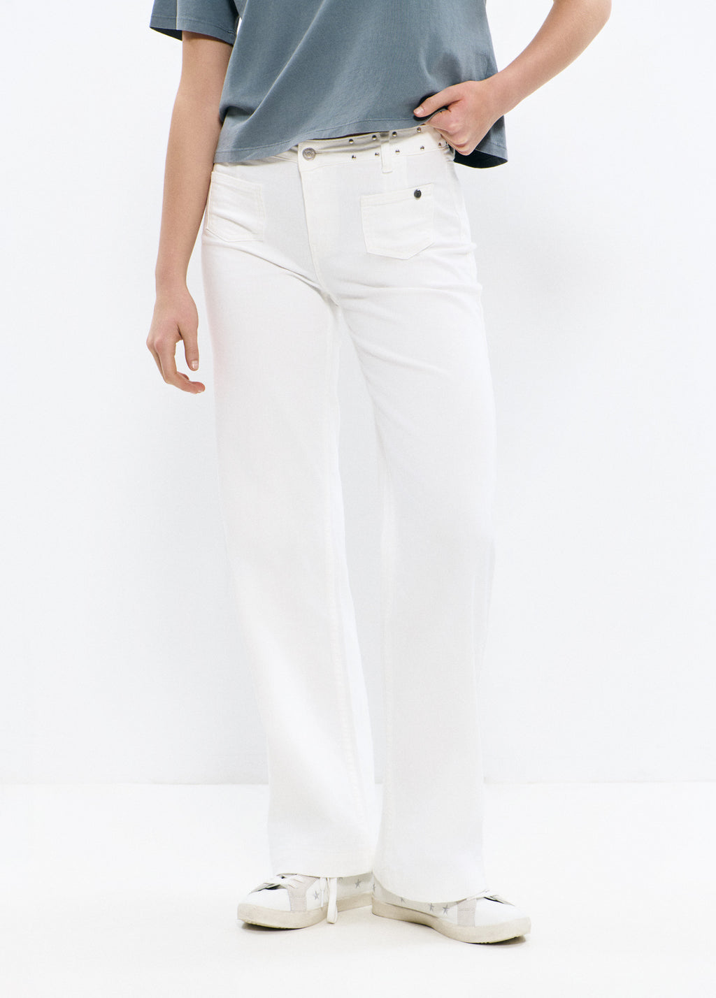 Glitter patch pocket pants