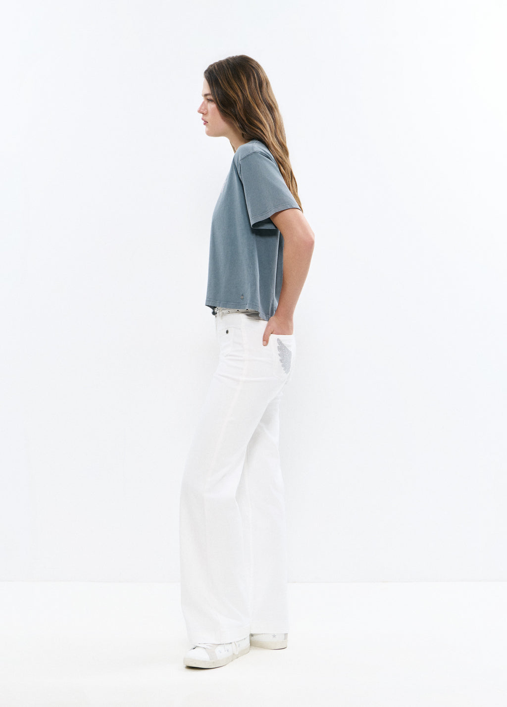 Glitter patch pocket pants