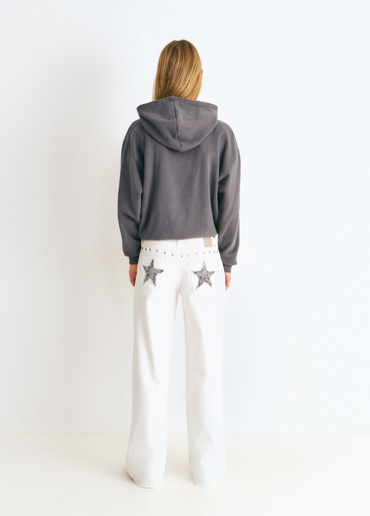 Lage taille broek met glittersterren en studs