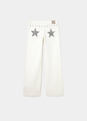 Lage taille broek met glittersterren en studs
