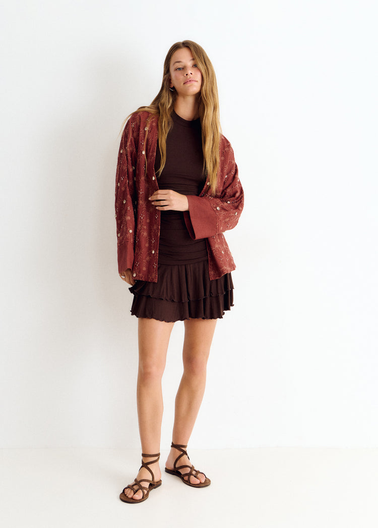 Kaftan jacket with embroidery and beadwork