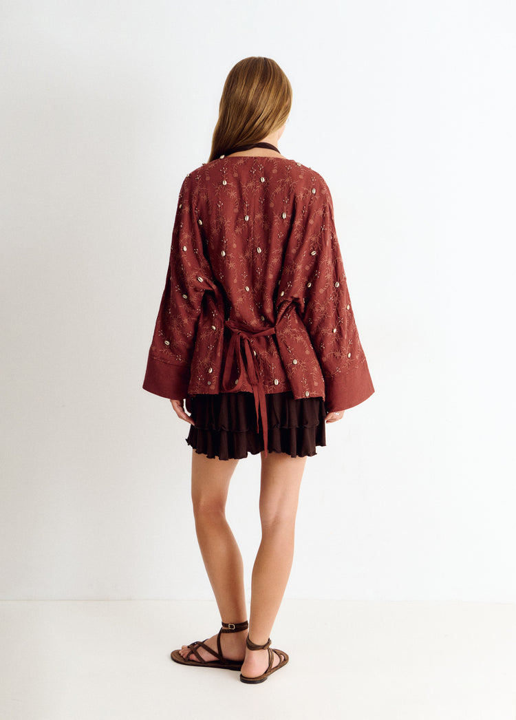 Kaftan jacket with embroidery and beadwork
