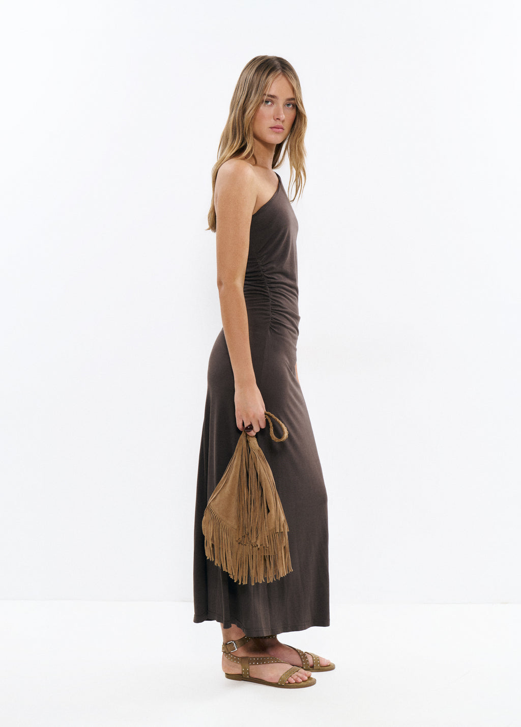 Leather fringe shoulder bag