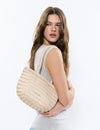Shopper trenzado pequeño piel