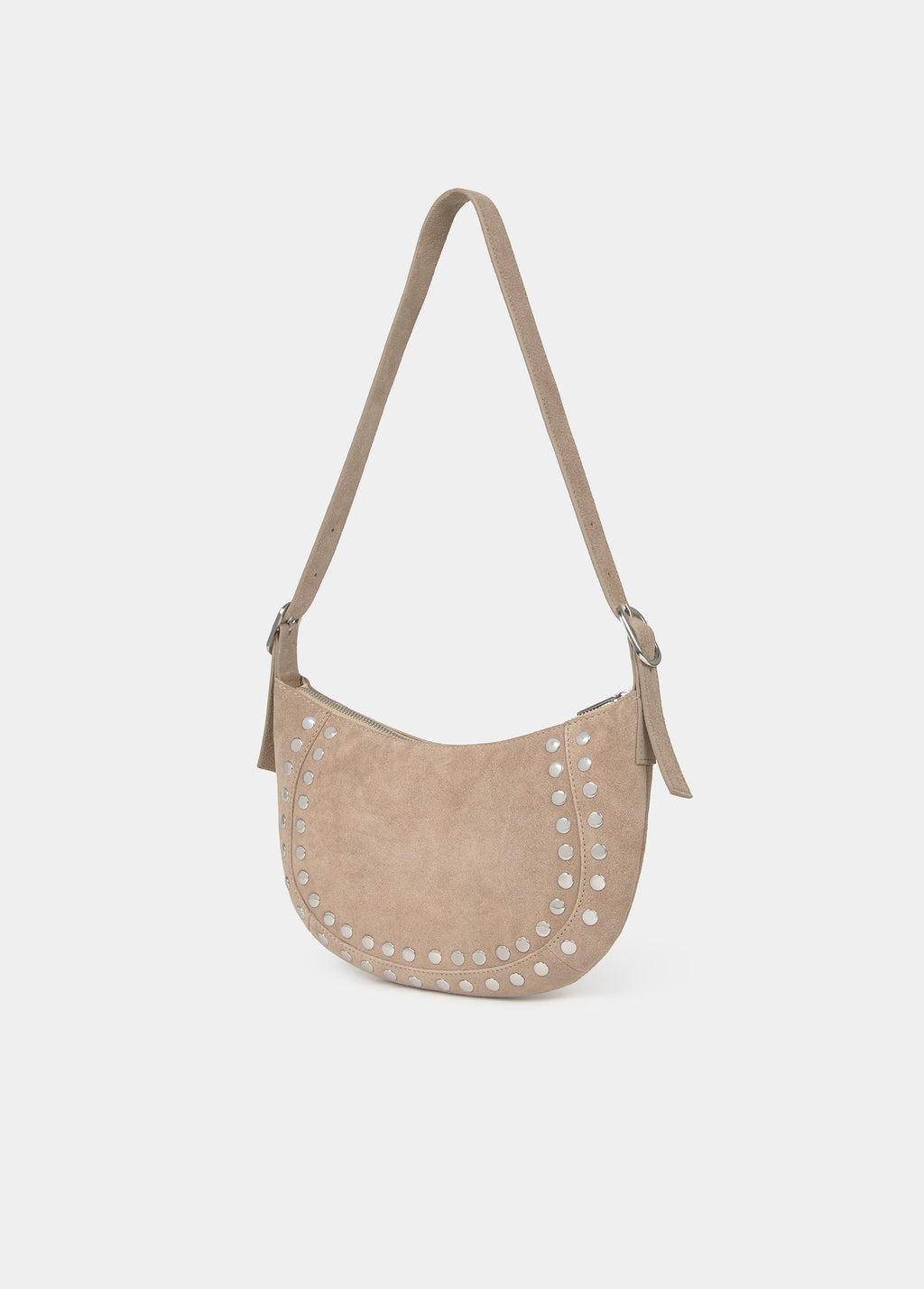 Studded half-moon bag