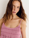 Cropped smocked strap top