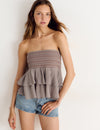 Bandeau-Top mit Rüschen und Smok-Effekt