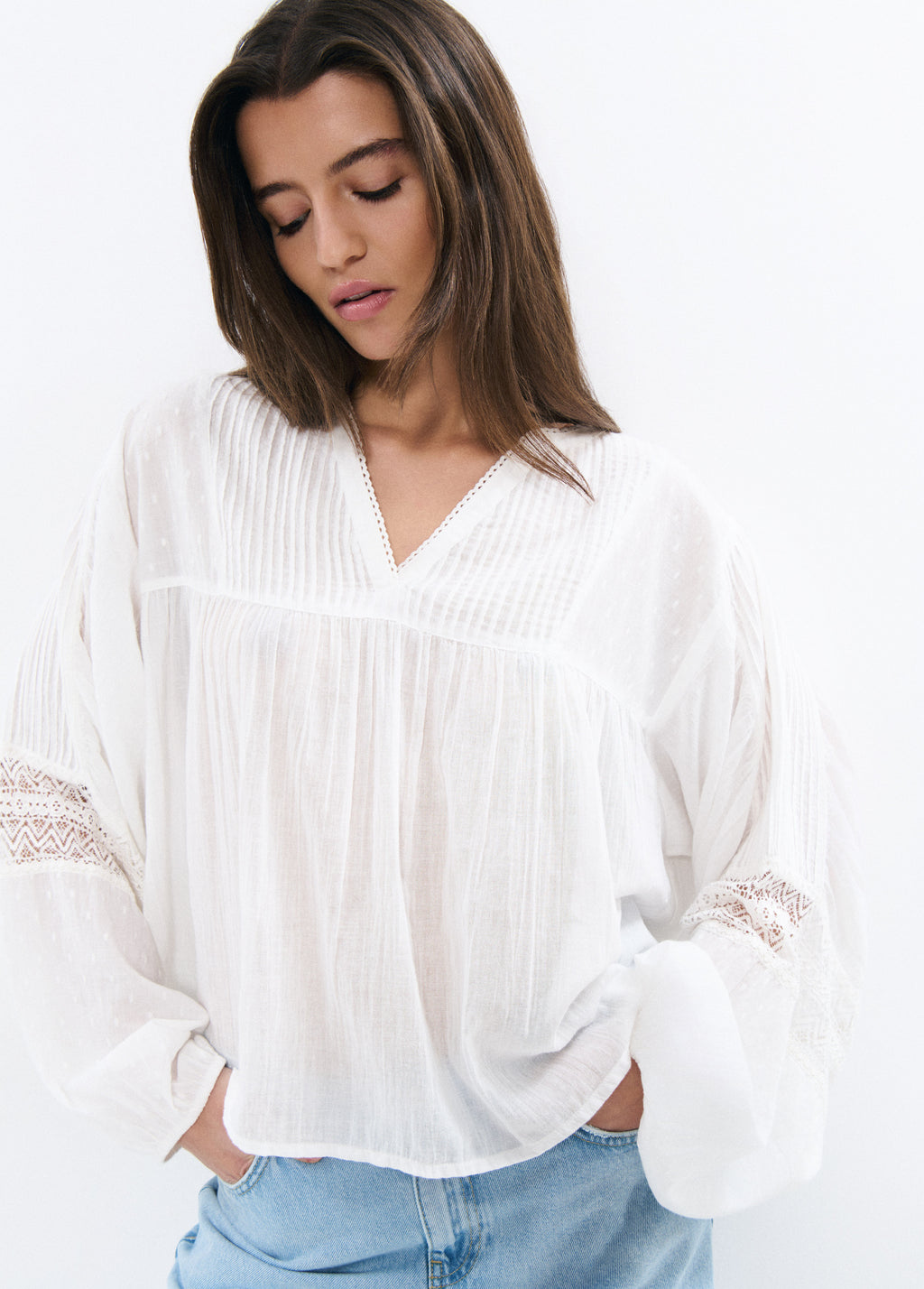 Blusa romántica manga larga