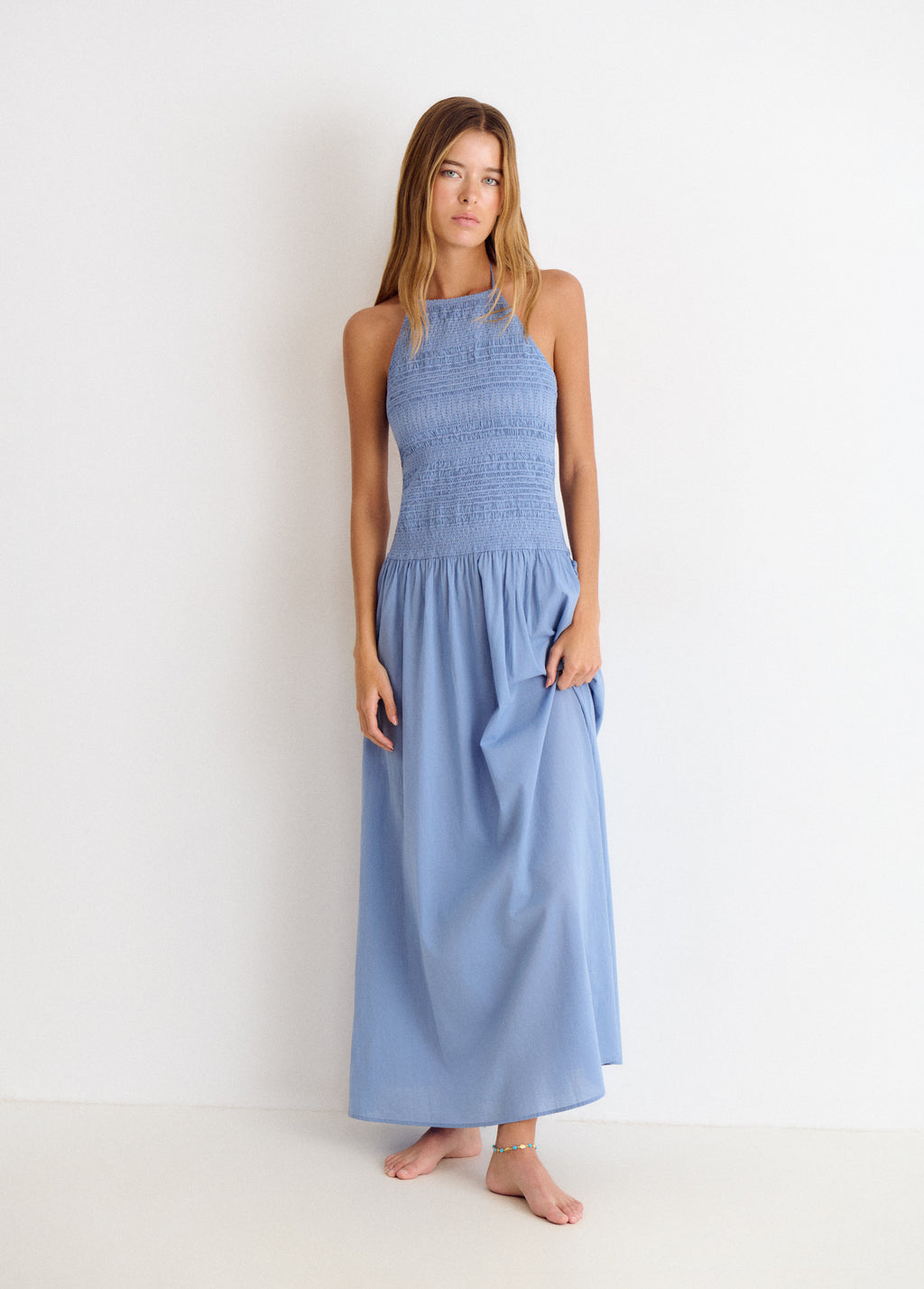 Robe halter élastiquée