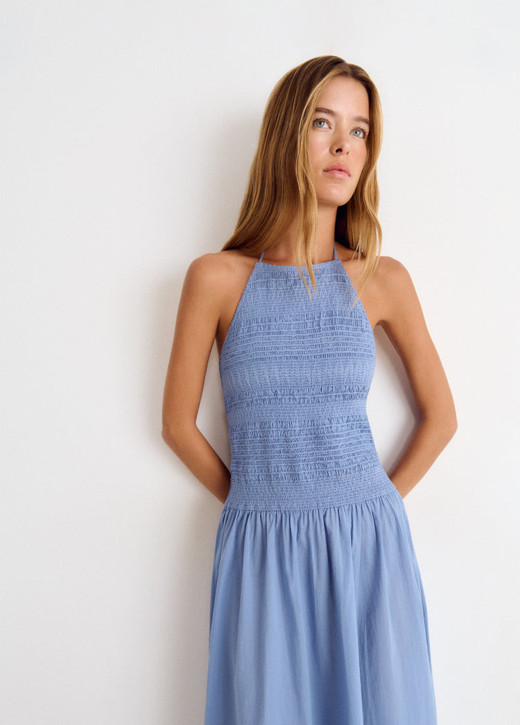 Vestido halter engomado