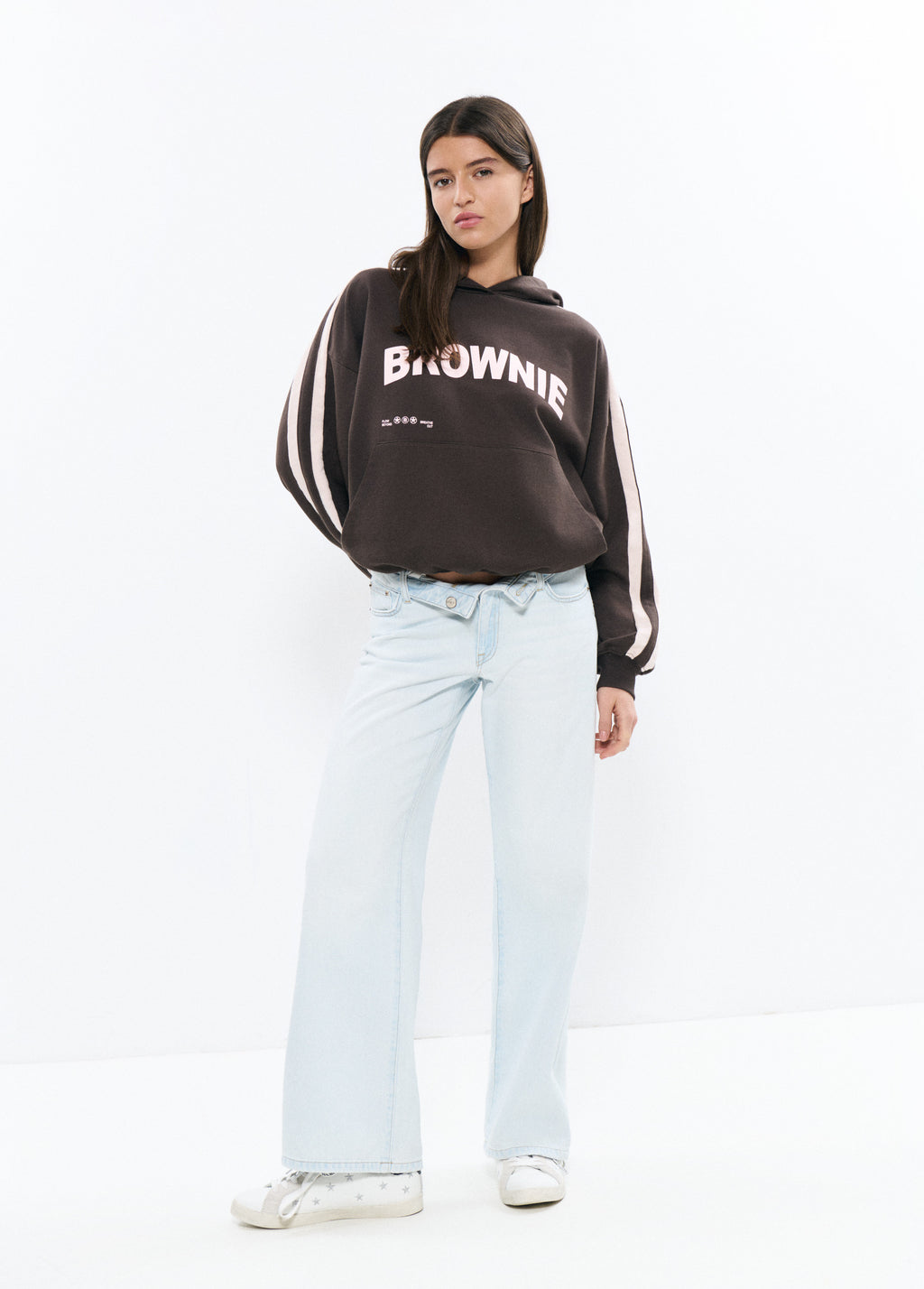 Jeans met omgeslagen tailleband
