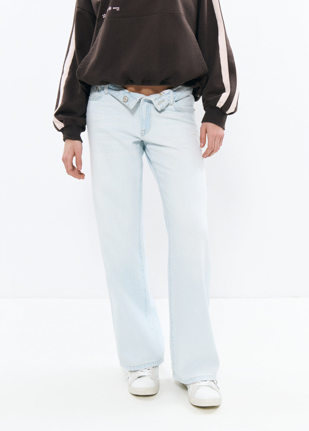 Jeans met omgeslagen tailleband