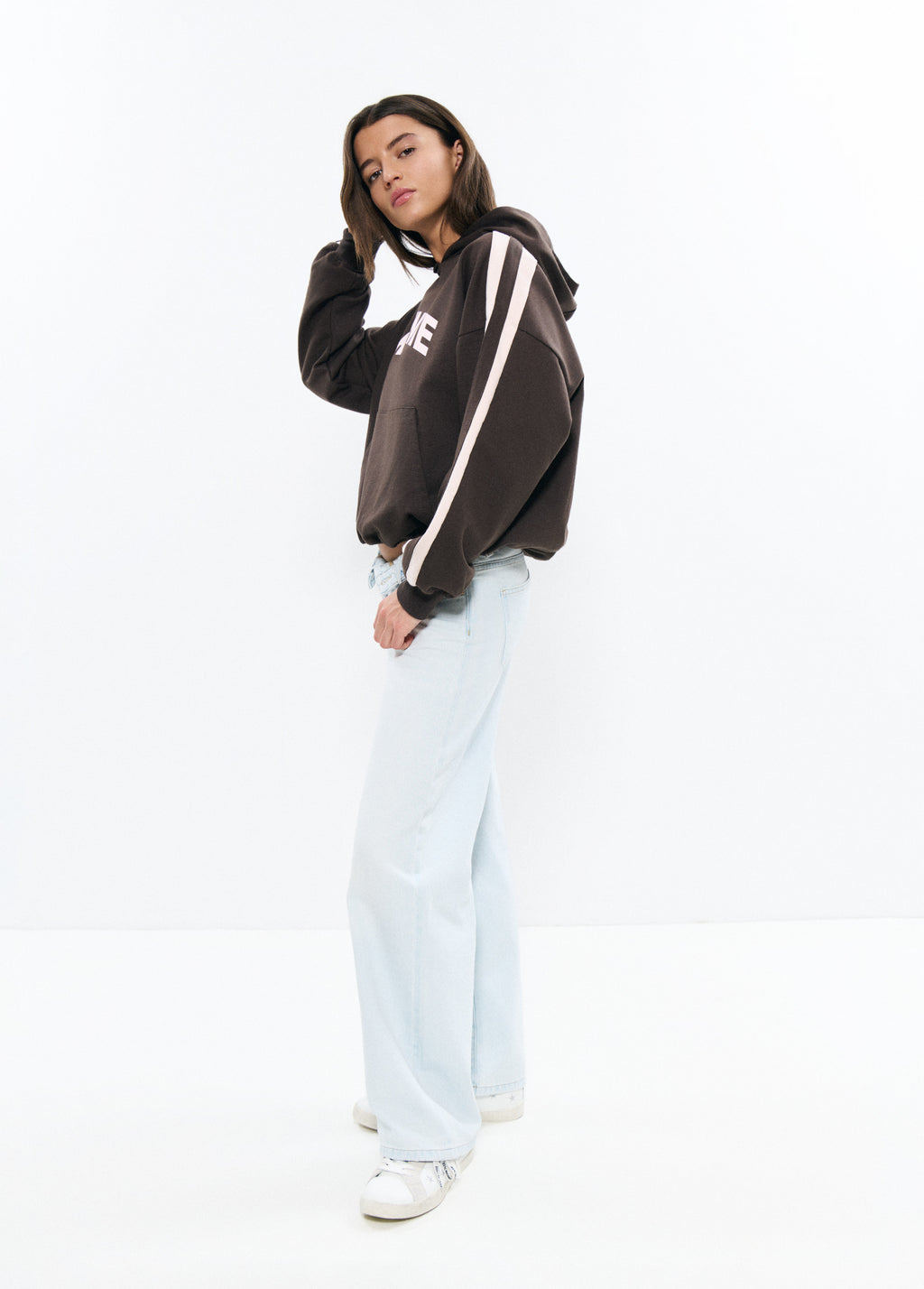 Jeans met omgeslagen tailleband