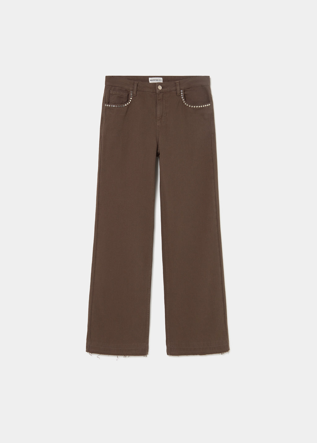 Pantalón relaxed tachuelas y bajo desdoblado