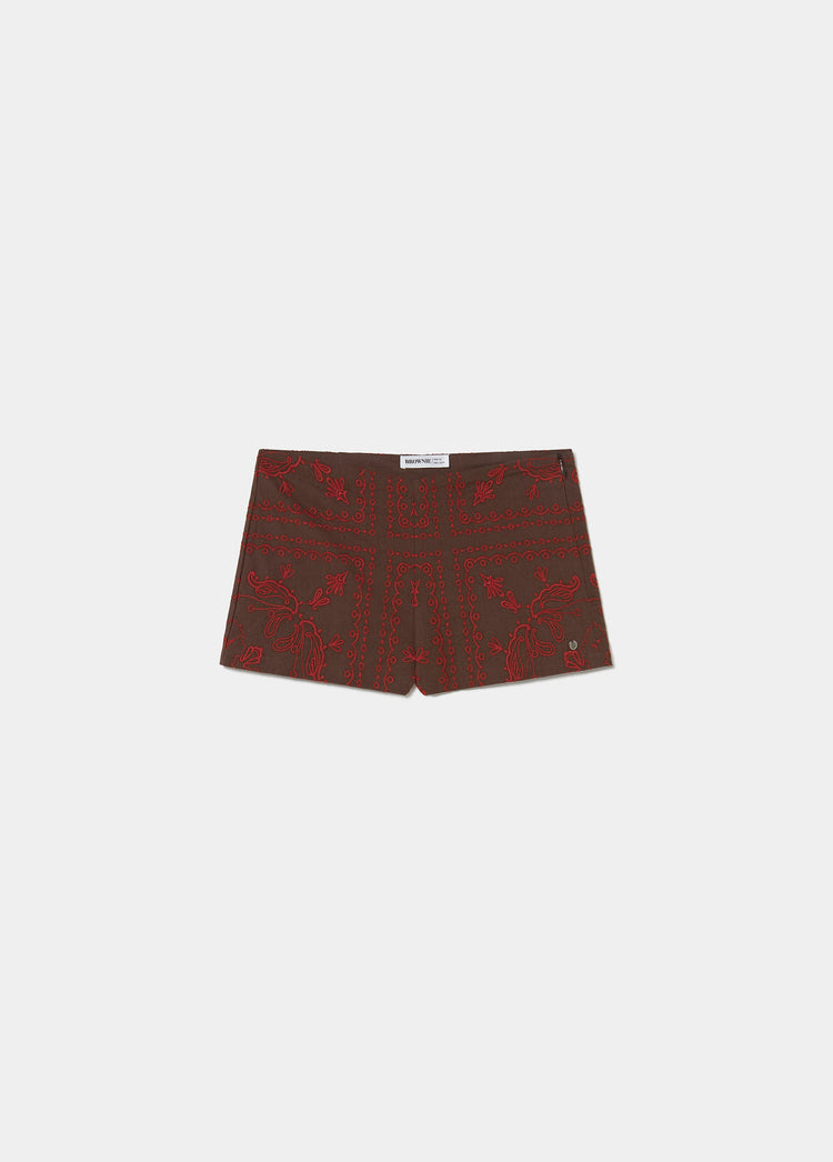Contrast embroidered shorts