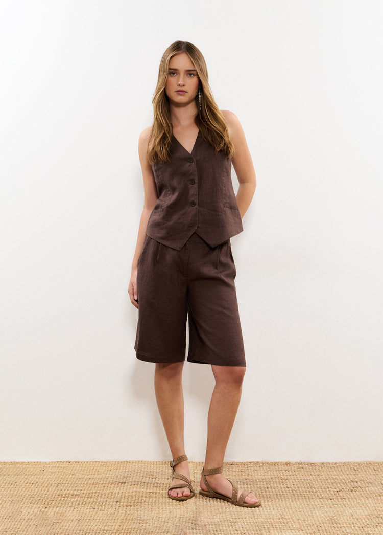 Long linen bermuda shorts