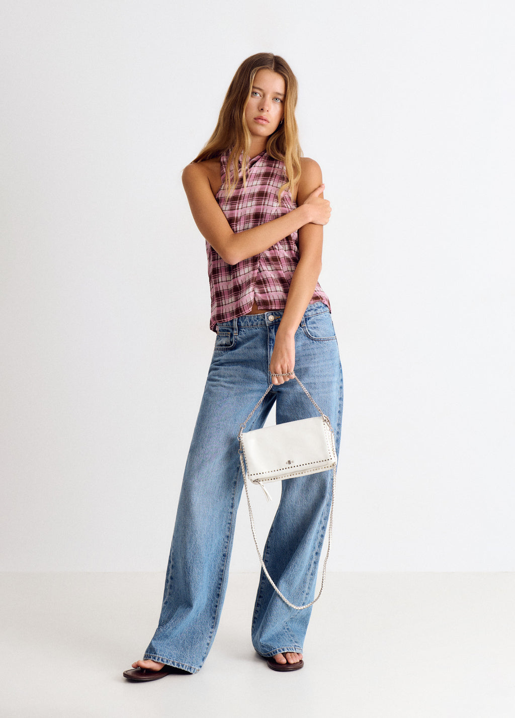 Studded flap bag
