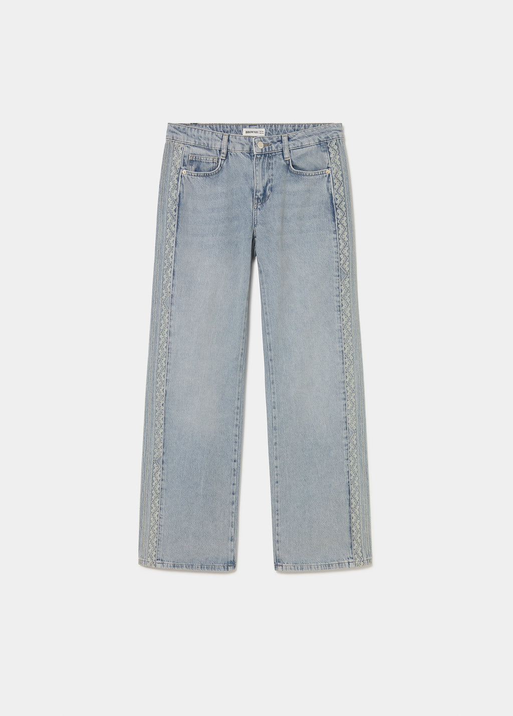 Jeans pieza lateral punto cruz