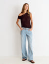 Wide embroidered waistband pants