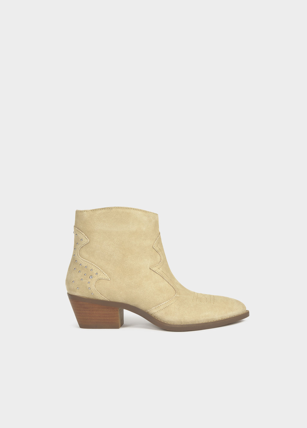 Leather camper ankle boots with studs