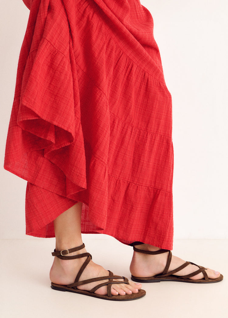 Flat sandals with suede straps