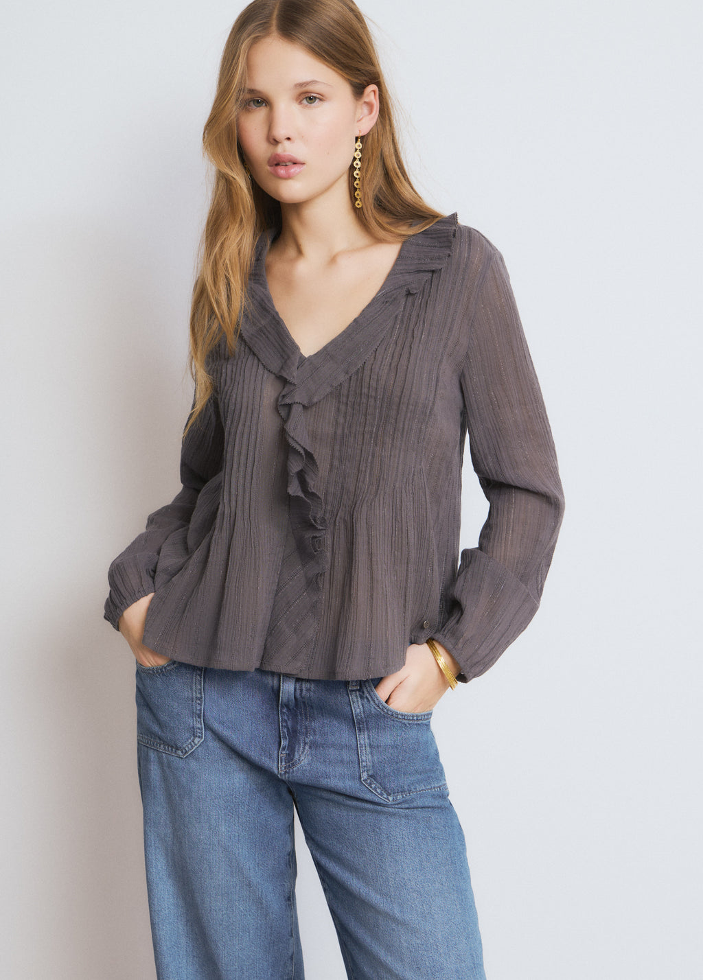 Blusa smock lurex