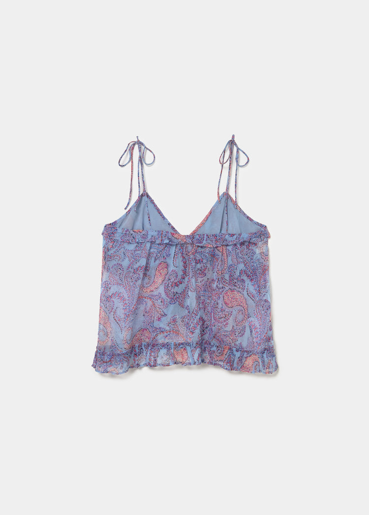 Printed top with ruffles