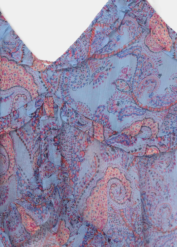 Printed top with ruffles