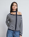 Jersei asimètric de ratlles amb coll choker