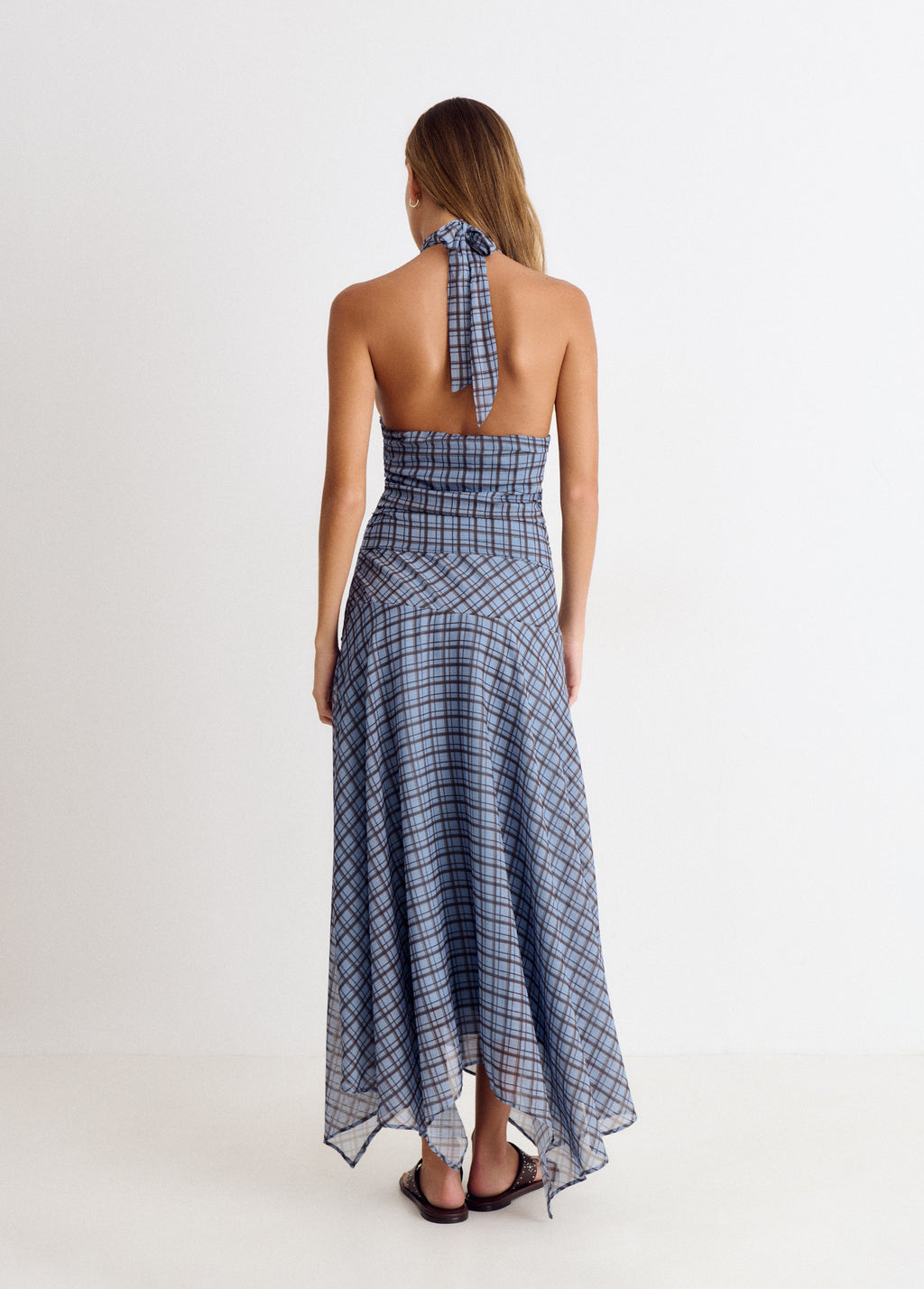 Vestido cuadros drapeado