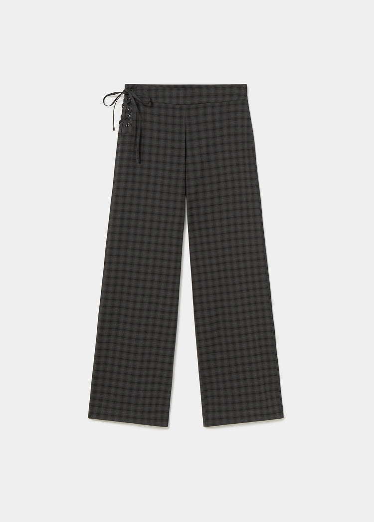 Pantalon à carreaux avec cordon de serrage