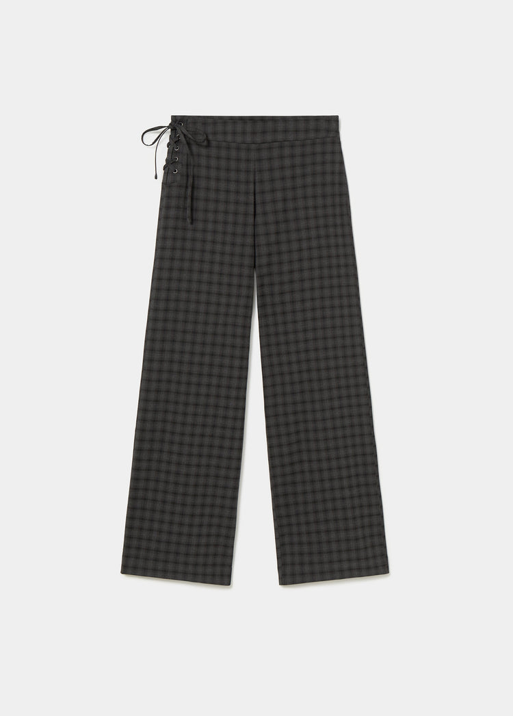 Pantalon à carreaux avec cordon de serrage
