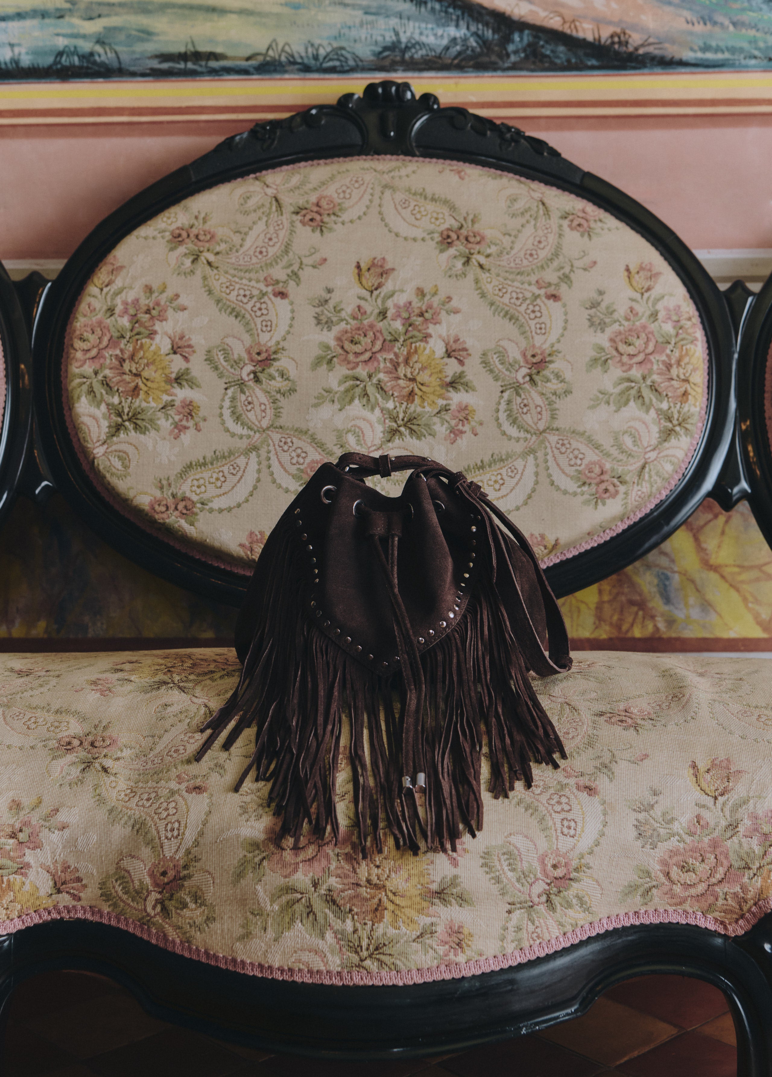 Fringed bucket bag