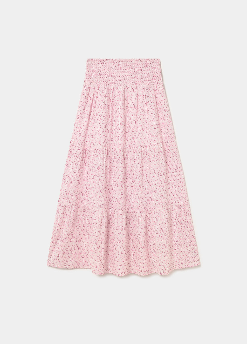 Falda larga smock estampado