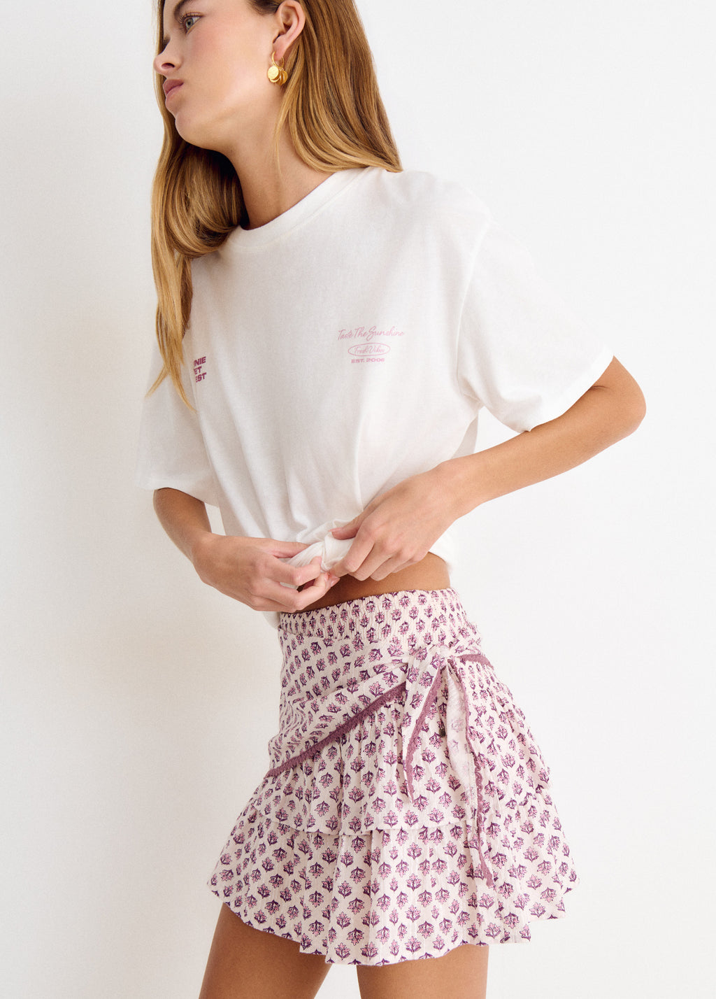 Short scarf-print skirt