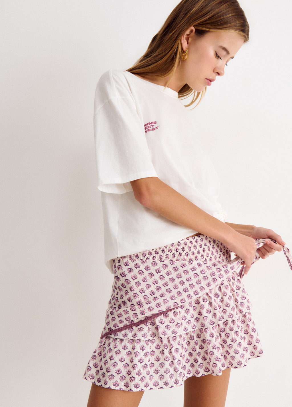 Short scarf-print skirt