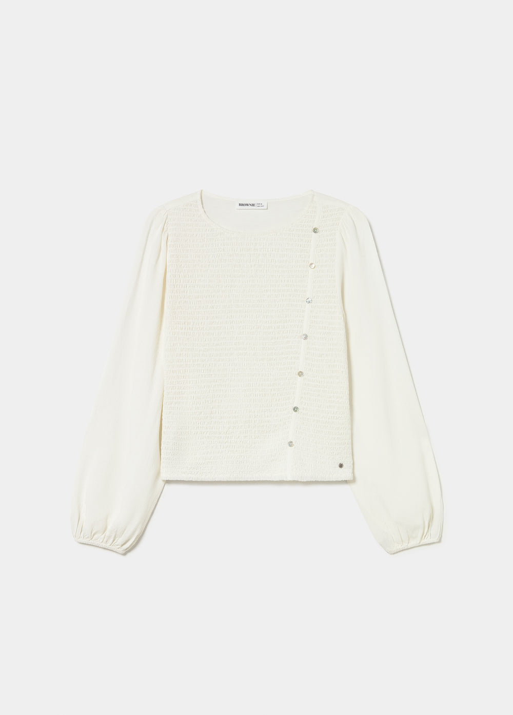 Long-sleeve smocked blouse
