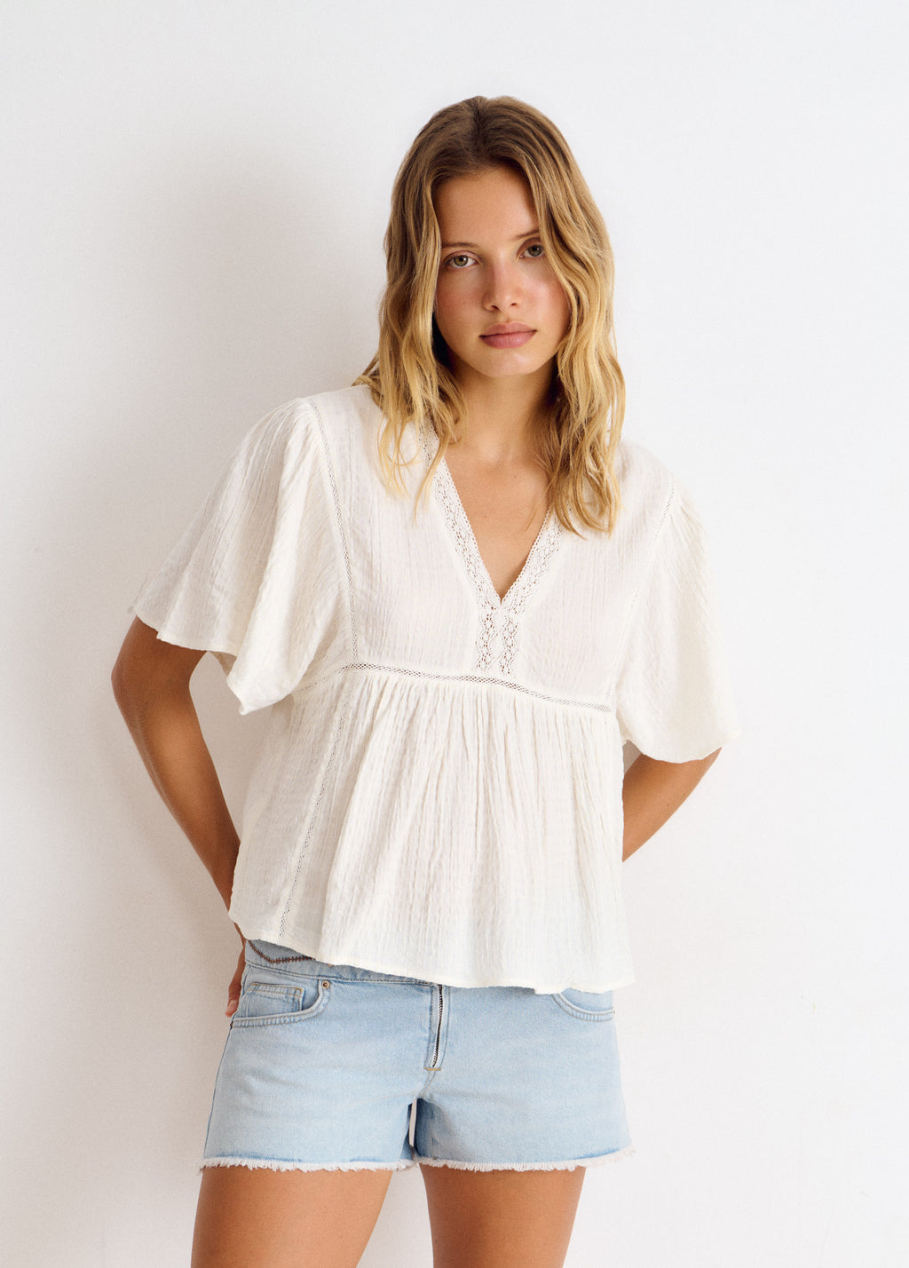 Bluse mit weitem Ärmel