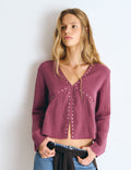 Long-sleeve studded blouse
