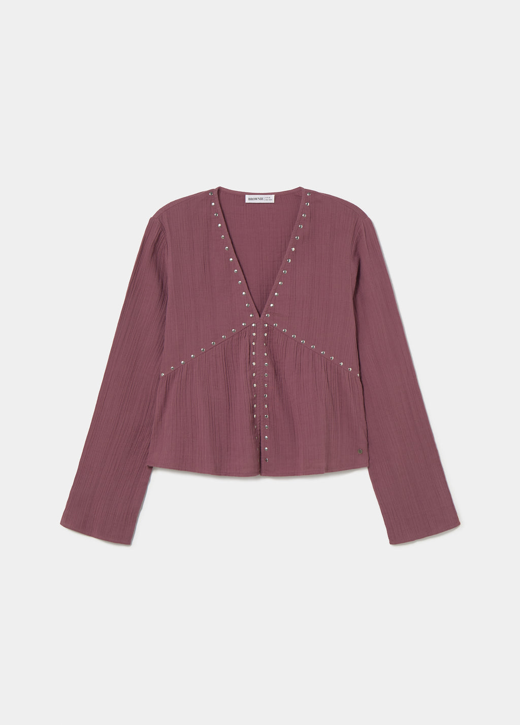 Long-sleeve studded blouse
