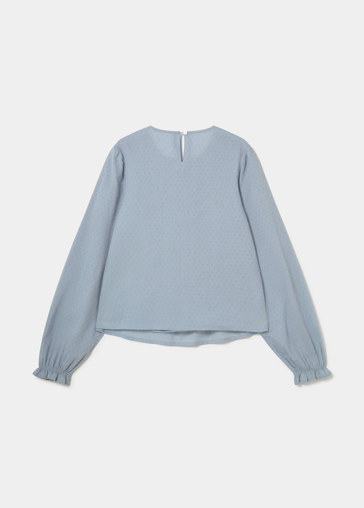 Blouse with lace and a high neckline