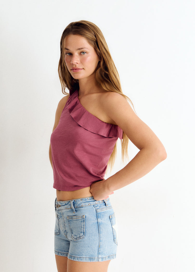 Asymmetrical ruffle t-shirt