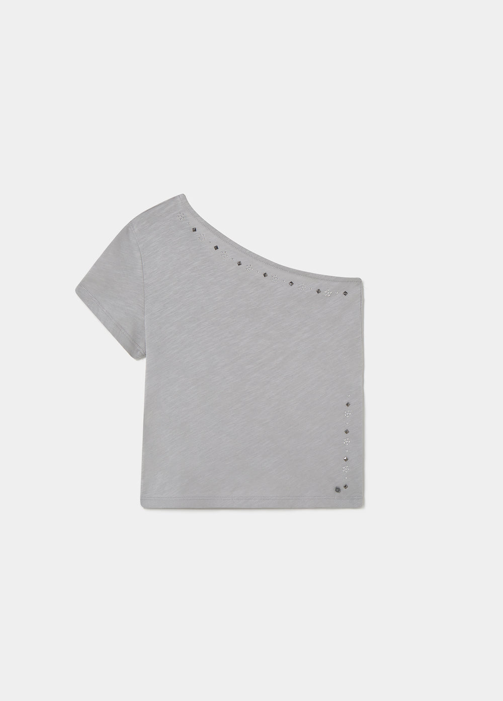 Camiseta asimetrica flor tacha