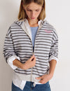 Sweat-shirt zippé à rayures et broderie