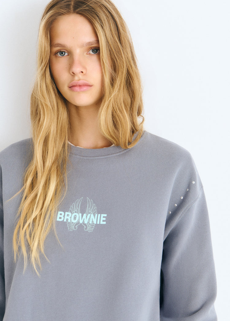 Glitter wings print sweatshirt