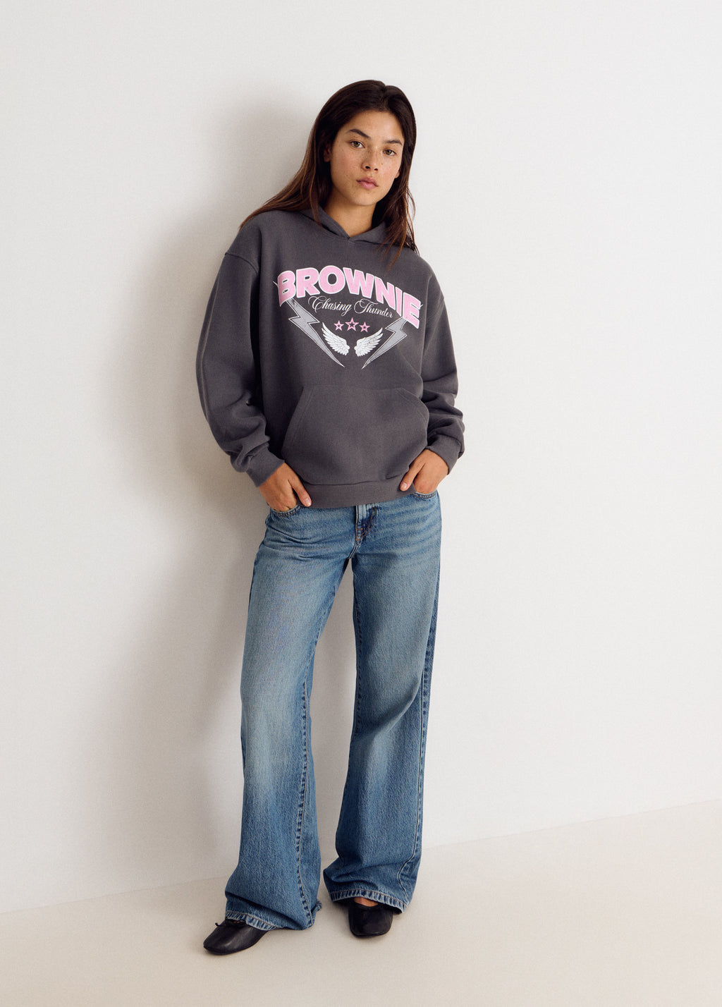 Kapuzen-Sweatshirt mit Flügel-Print