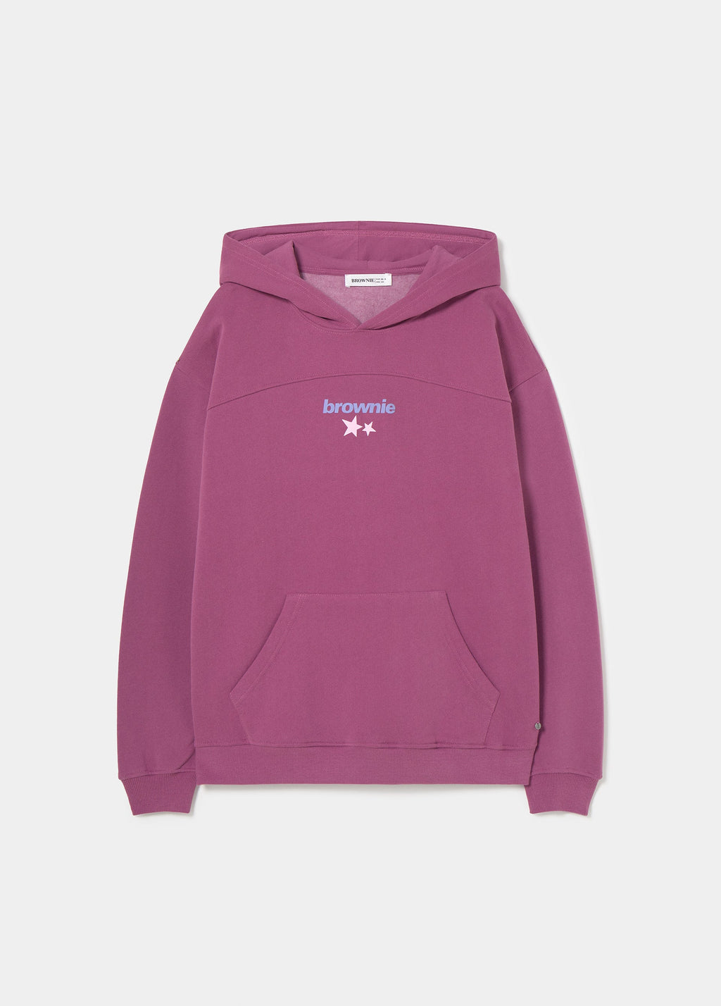 Sudadera de color granate con bolsillo frontal y logotipo de estrellas