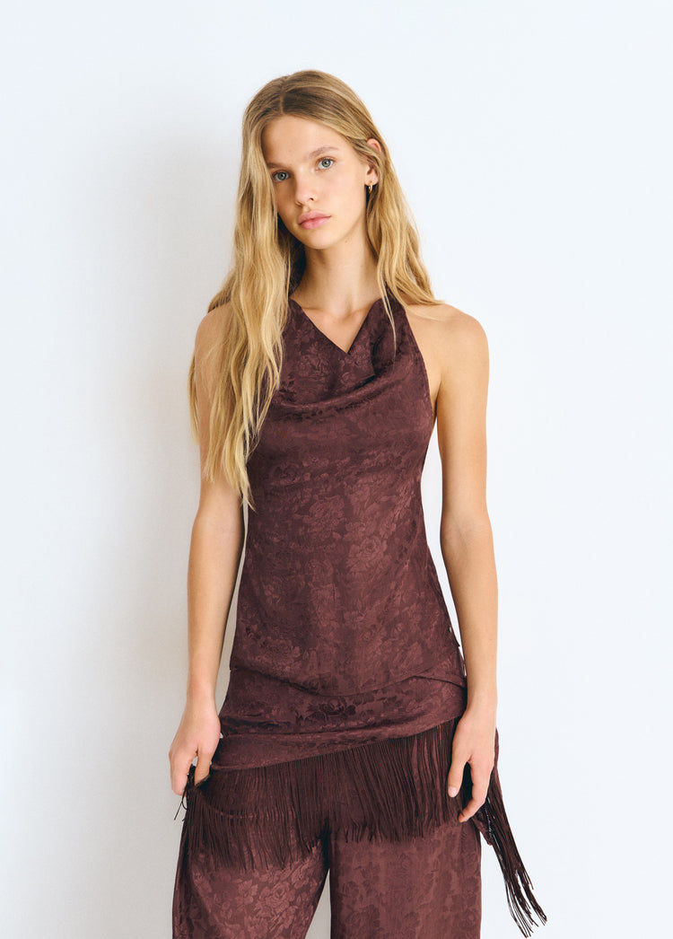 Top halter tejido jacquard