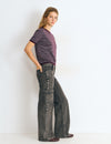 Denim with side studs and a cargo pocket